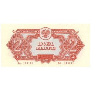 2 Zloty 1944 - Serie Ac 111111 - Gedenkausgabe ohne Aufdrucke
