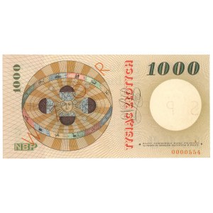 1.000 złotych 1965 - SPECIMEN - A 0000000 - nadruk pomarańczowy