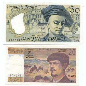 FRANCJA - 20 franków 1989 oraz 50 franków 1988