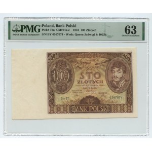 100 złotych 1934 - seria BY. - PMG 63