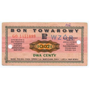PEWEX - 2 centy 1969 - seria GO - Fałszywy nadruk WZÓR