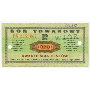 PEWEX - 20 centów 1969 - seria FN - fałszywy nadruk WZÓR