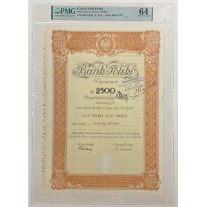 Bank Polski - 2.500 złotych 1924 akcja imienna - PMG 64