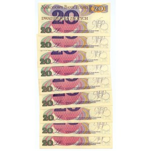 20 złotych 1982 - różne serie - SET 9 sztuk
