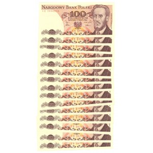 100 złotych 1986 - seria SB - set 15 sztuk