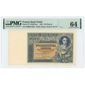 20 złotych 1931 - seria DH. - PMG 64
