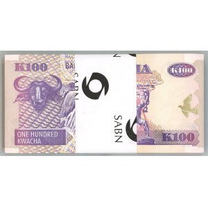 ZAMBIA - 100 kwacha 2003 - paczka bankowa 100 sztuk banknotów