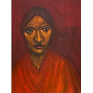 Jan Markiewicz, Porträt einer Frau in Rot
