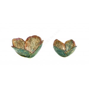 Paula Solanska, Flowers-2 green bowls: medium and small