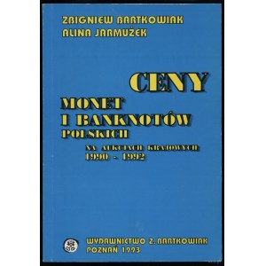 Bartkowiak Zbigniew - Ceny monetów i banknotów na aukcjach krajowych 1990-1992, Poznań 1993, ISBN 83852150206