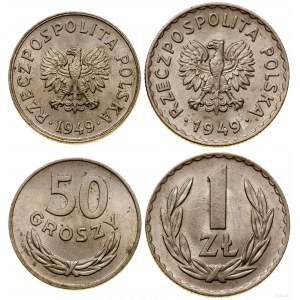 Polska, zestaw: 50 groszy i 1 złoty, 1949, Kremnica