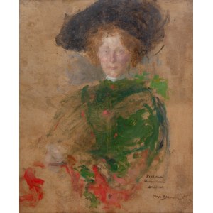 Olga Boznańska (1865 Krakov - 1940 Paríž), Portrét ženy v klobúku (Aleksandra r. Jasieńska Łosiowa?), okolo roku 1900.