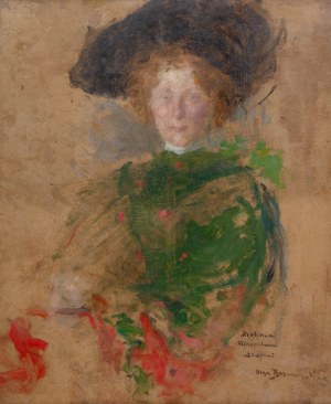 Olga Boznańska (1865 Kraków - 1940 Paryż), Portret kobiety w kapeluszu (Aleksandra z Jasieńskich Łosiowa?), ok. 1900 r.