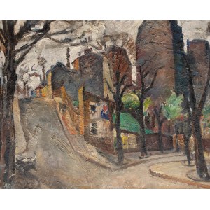 Mela Muter (1876 Warschau - 1967 Paris), Straße/Landschaft mit Fluss (doppelseitiges Gemälde), 1930er Jahre.