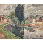 Mela Muter (1876 Warschau - 1967 Paris), Straße/Landschaft mit Fluss (doppelseitiges Gemälde), 1930er Jahre.