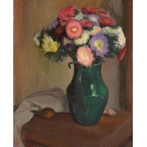 Wladyslaw Slewinski (1856 Bialyn - 1918 Paříž), Květiny ve váze se zelenou glazurou (Fleurs au pot vert), kolem roku 1909.