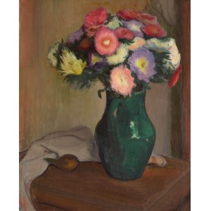 Wladyslaw Slewinski (1856 Bialyn - 1918 Paríž), Kvety vo váze so zelenou glazúrou (Fleurs au pot vert), okolo roku 1909.