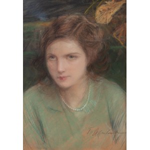 Teodor Axentowicz (1859 Braszów/Rumunia - 1938 Kraków), Portret młodej kobiety z perłami