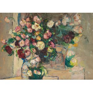 Włodzimierz Terlikowski (1873 Poraj - 1951 Paris), Still life with a vase of roses