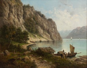 Karl Julius Rose (1828 Königsbruck - 1911 Monachium), Pejzaż z fiordami