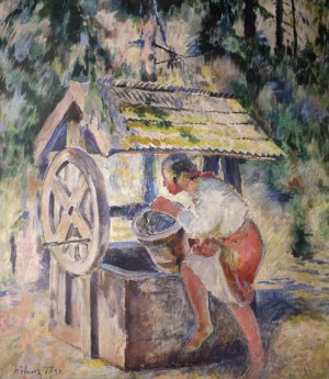 Kazimierz Sichulski (1879 Lwów - 1942 tamże), Przy studni, 1931 r.