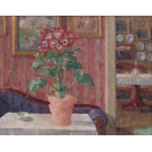 Zofia Albinowska-Minkiewiczowa (1886 Klagenfurt - 1971 Lwów), Kwitnąca werbena w salonie