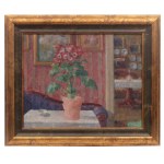 Zofia Albinowska-Minkiewiczowa (1886 Klagenfurt - 1971 Lviv), Blooming verbena in the living room