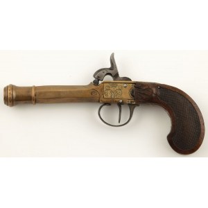 PISTOLET Z ZAMKIEM KAPISZONOWYM, SKRZYNKOWYM, Belgia, Liege, poł. XIX w.