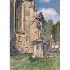 Marie SEECK, THE CROSS AT THE ASSEMBLY OF A GOTHIC CHURCH, 1910