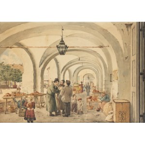 Seweryn Bieszczad (1852 Jaslo -1923 Krosno), In the arcades of the Market Square in Krosno