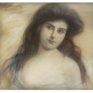 Michał Ichnowski (1857 Radom-1915 Krakau), Porträt einer jungen Frau, 1909.