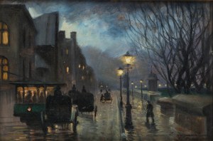 Ignacy Zygmuntowicz (1875 Warszawa-1947 Łódź), Paryż nocą, 1910 r.