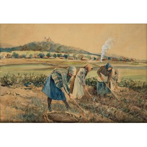 Aleksander Augustynowicz (1865 Iskrzynia - 1944 Warsaw), Women in the field near Krakowskie Bielany