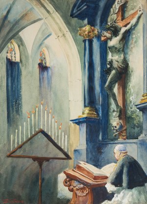 Stanisław Tondos (1854-1917), Wnętrze kościoła z krucyfiksem