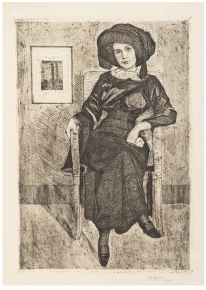 Władysław Skoczylas (1883 Wieliczka - 1934 Warszawa), Dama w kapeluszu, 1910 r.
