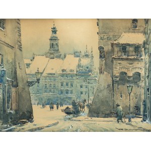 Władysław Chmieliński (1911 Warszawa - 1979 tamże), Widok na Rynek Starego Miasta w Warszawie