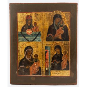 Ikona - cztery wyobrażenia Matki Boskiej, Rosja, II poł. XIX w.