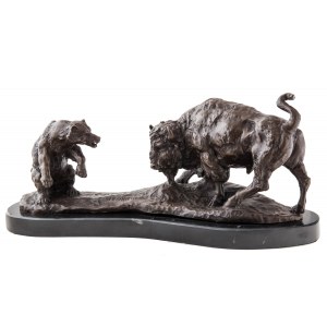 Isidore Jules Bonheur (1827 Bordeaux-1901 Paris), Der Kampf zwischen dem Bären und dem Bison