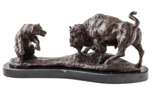 Isidore Jules Bonheur (1827 Bordeaux-1901 Paryż), Walka niedźwiedzia z żubrem