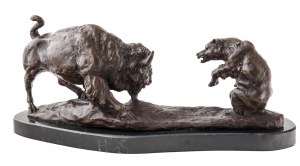 Isidore Jules Bonheur (1827 Bordeaux-1901 Paryż), Walka niedźwiedzia z żubrem