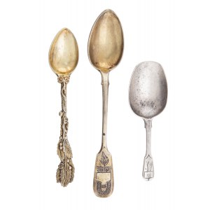 Collection of three spoons, Russia, 1856,1894 and early 20th century.