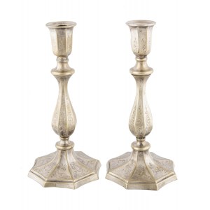 Plated candlesticks, Europe, mid-19th century.