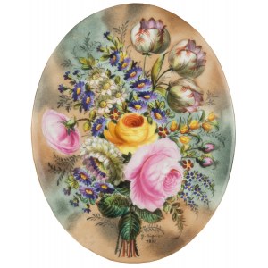 Paar Porzellanplaketten mit Blumenmotiv, 1835.
