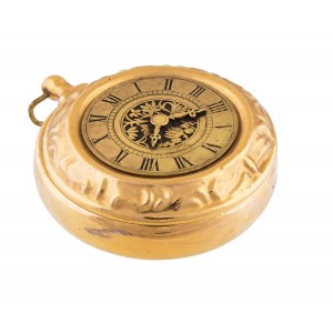 Pudełeczko na biżuterię w formie zegarka kieszonkowego, Francja, Limoges (?), pocz. XX w.
