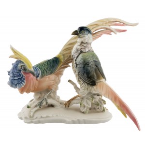 Figurine - Birkhuhn und Paradiesvogel, Deutschland, Volkstedt (Thüringen), Karl Ens, 1919-1945