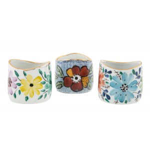 Three vessels in floral motifs, Walbrzych, 1970s.