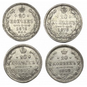 ALEKSANDER II 20 KOPIEJEK 1872, 1873, 1875 i 1879