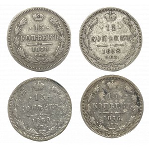 ALEKSANDER II 15 KOPIEJEK 1860, 1868, 1869 i 1876