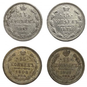 ALEXANDR II 15 výtisků 1867, 1871, 1907 a 1908