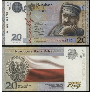 20 ZŁOTYCH 2018 100 lecie NIEPODLEGŁOŚCI UNC